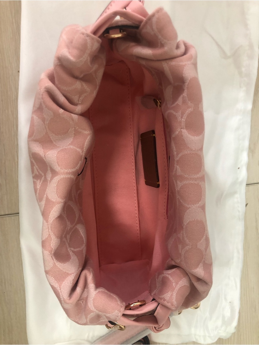 Coach Pink Signature Jacquard Crossbody Bag with Gold Hardware - Picture 3 of 12